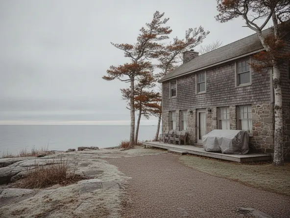 A lakeside cottage closed up for the season on the Georgian Bay shore